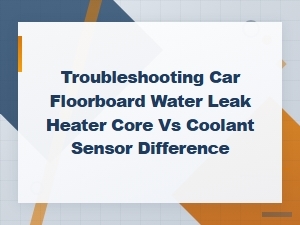 Troubleshooting Car Floorboard Water Leak Heater Core vs Coolant Sensor Difference